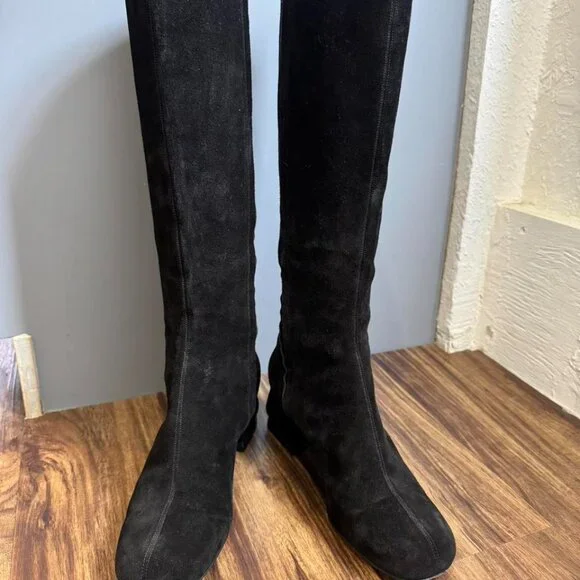 Marni Black Suede and Leather Knee high boots ‎ heel size 41/US 11